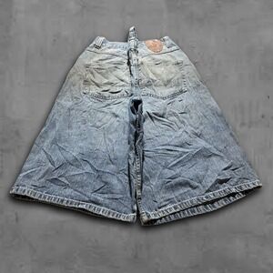 Y2K Baggy Wide Leg Blue Mecca Skater Distressed Jorts